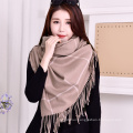 2017 winter women solid color woollen check lattice viscose and polyester blend scarf shawl wrap for woman